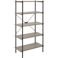 Bradken Grey Oak Wooden 5 Tier Shelving Unit With White Frame Bradken Grey Oak Wooden 5 Tier Shelving Unit With White Frame