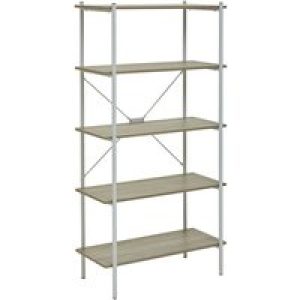 Bradken Natural Oak Wooden Shelving Unit With White Metal Frame