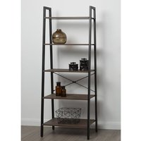 Bradken Dark Oak Wooden 5 Tier Shelving Unit With Black Frame Bradken Dark Oak Wooden 5 Tier Shelving Unit With Black Frame