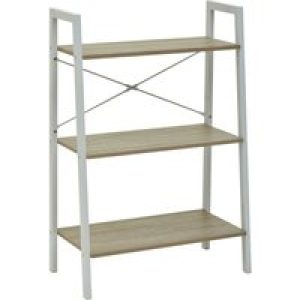Bradken Natural Wooden 3 Tier Shelving Unit With White Frame