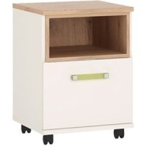 Kaas Wooden Office Pedestal Cabinet In White High Gloss And Oak