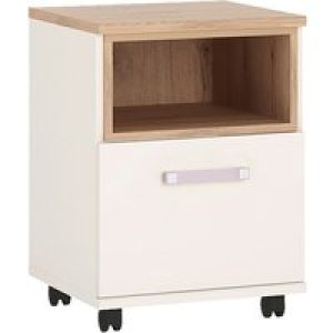 Kroft Wooden Office Pedestal Cabinet In White High Gloss And Oak