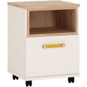 Kepo Wooden Office Pedestal Cabinet In White High Gloss And Oak