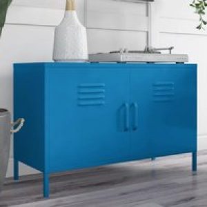 Caches Metal Locker Accent Cabinet With 2 Doors In Blue