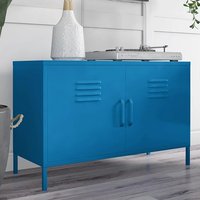 Caches Metal Locker Accent Cabinet With 2 Doors In Blue Caches Metal Locker Accent Cabinet With 2 Doors In Blue