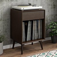Brittan Wooden Turntable Storage Cabinet In Walnut Brittan Wooden Turntable Storage Cabinet In Walnut