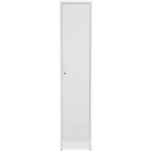 Rumi Tall Metal Locker Storage Cabinet With 1 Door In White