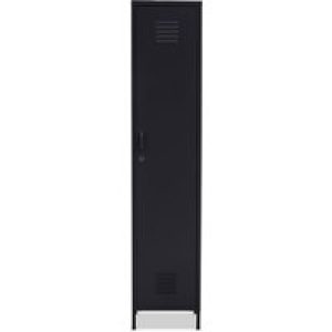 Rumi Tall Metal Locker Storage Cabinet With 1 Door In Black