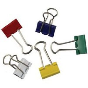 Whitecroft Essentials - foldback clip - 19 mm - assorted colours - pack of 50