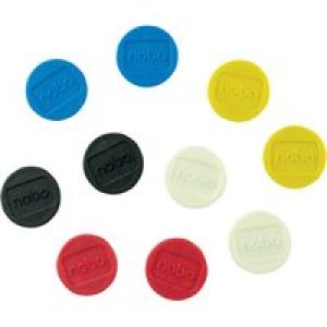 Nobo magnet - 2 cm diameter - black, white, blue, yellow, red (pack of 10)